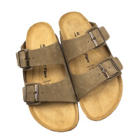 Herren Sandale 2 Riemen Nubuk-Leder Khaki